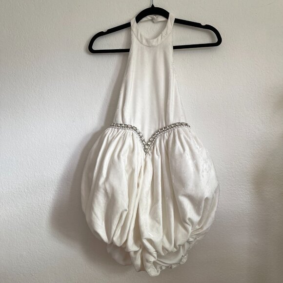 Nana Jacqueline Sienna Halter Bubble Hem Jumpsuit in White - Picture 9 of 16